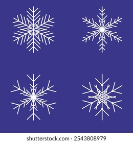 A set of various decorative snowflakes. Graphic elements for decor, fabric design, postcards, posters