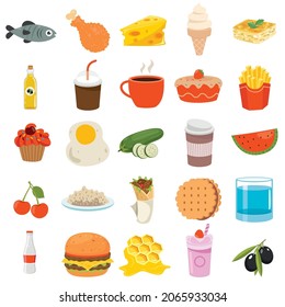 Set Of Various Delicious Foods