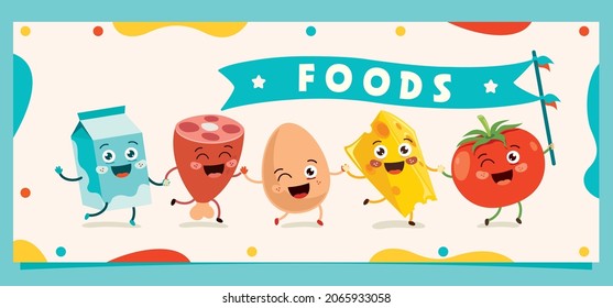 Set Of Various Delicious Foods