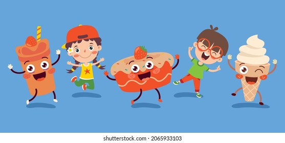 Set Of Various Delicious Foods