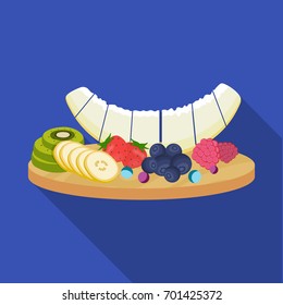 A set of various delicious fruits. Fruit single icon in flat style vector symbol stock illustration web.