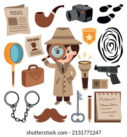 Set Of Various Detective Elements