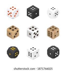 Conjunto de varios índices aislados en fondo blanco. Estilo isométrico 3D, ilustración vectorial.