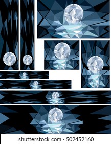 Set of  various dimension low polly wallpapers for web and mobile applications