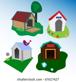 set of various dog houses