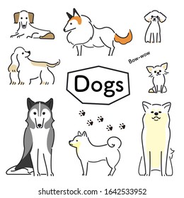 Set of various dog poses and facial expressions