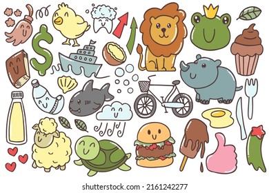 Set of various doodles art. Hand drawn, illustration, t shirt design, print art.