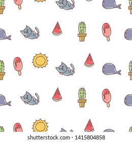 Set of various doodles seamless pattern