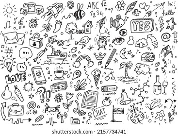 Set Various Doodles Vector Hand Drawn Stock Vector (Royalty Free ...