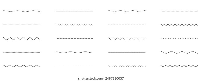 Set of various dotted and wavy lines. Vector