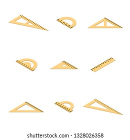 Set of various drawing tools isolated on white background. Flat 3d isometric style, vector illustration.