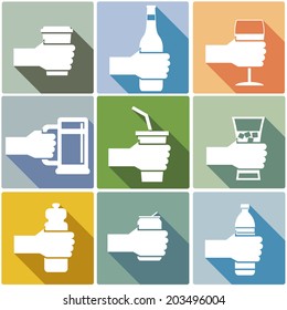 set of various drink hold in hand