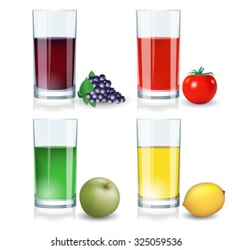 Set of various drinks on a white background. Vector illustration