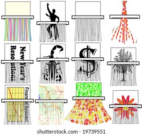 Set of various editable vector document shredder designs
