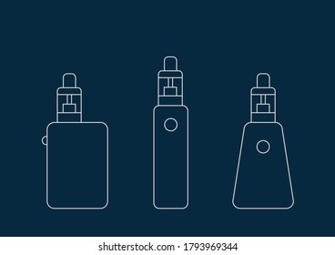Set of various electronic cigarettes made with line technique. vector illustration