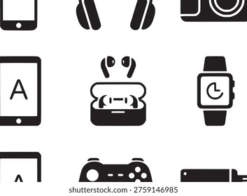 Set of various electronic device icons