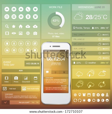 Set of various elements used for user interface