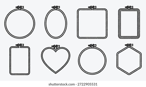Conjunto de varios aros de bordado en diferentes Formas para fines de elaboración y diseño de varias Formas