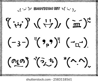 A set of various emoticons. Hand-drawn material.