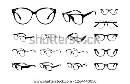 set of Various Eye Glasses Frame Silhouette vector illustration - Vector