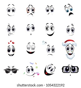 Set of various face emoji icons. Emoticons for web sites. Vector illustration of cartoon faces expressions.
Collection of cute lovely emoticon emoji cartoon face.
