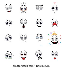 Set of various face emoji icons. Emoticons for web sites. Vector illustration of cartoon faces expressions. Collection of cute lovely emoticon emoji cartoon face.

