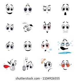 Set of various face emoji icons. Emoticons for web sites. Vector illustration of cartoon faces expressions. Collection of cute lovely emoticon emoji cartoon face.
