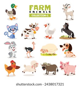 Set Of Various Farm Animals