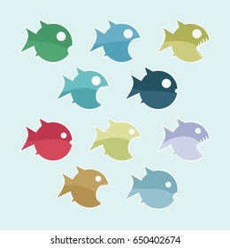 Set of various fishes - vector illustration