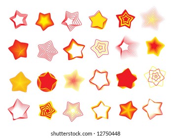 Set of various five-pointed stars