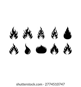 Set of various flame designs and shapes