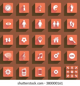 Set of various flat buttons and icons