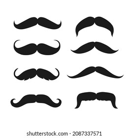 Set of Various Flat mustache Vector