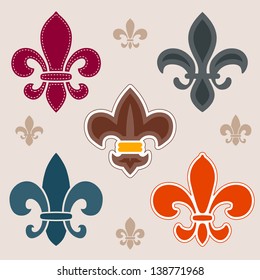 Set of various fleur de lis symbols and graphics