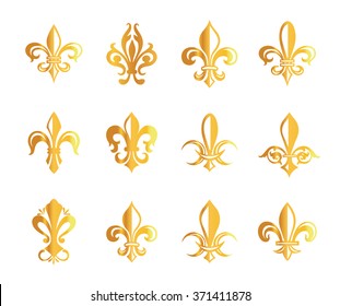 Set of various fleur de lis symbols and graphics