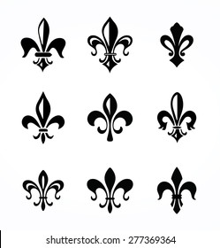 Set of various fleur de symbols and graphics