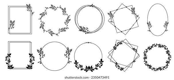 Set of various floral frames.Vector graphics.