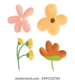Conjunto de varias flores aisladas en Clipart blanco