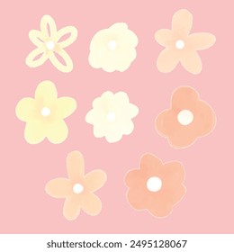 Set of various flower sticker with outline 