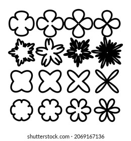 Set various flowers on white background. flowers brush vector.Template.EPS10
