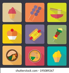 set of various food flat icon