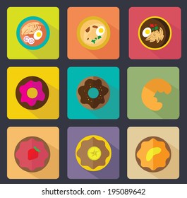 set of various food flat icon