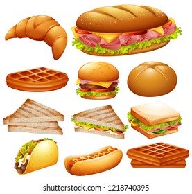 Set of various foods illustration