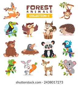 Set Of Various Forest Animals