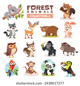 Set Of Various Forest Animals