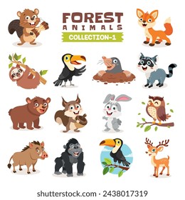 Set Of Various Forest Animals