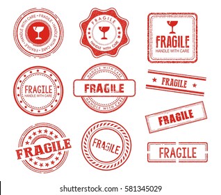 Set of various fragile stamps