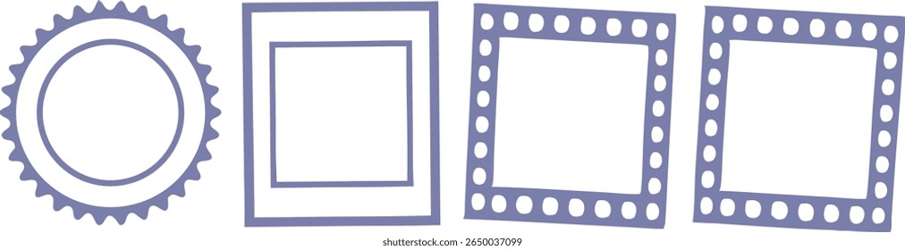 Set of various frames and circular badge design elements