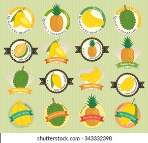 Set of various fresh fruit and vegetable premium quality tag label badge sticker and logo design