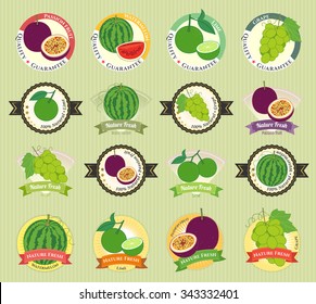 Set of various fresh fruit and vegetable premium quality tag label badge sticker and logo design
